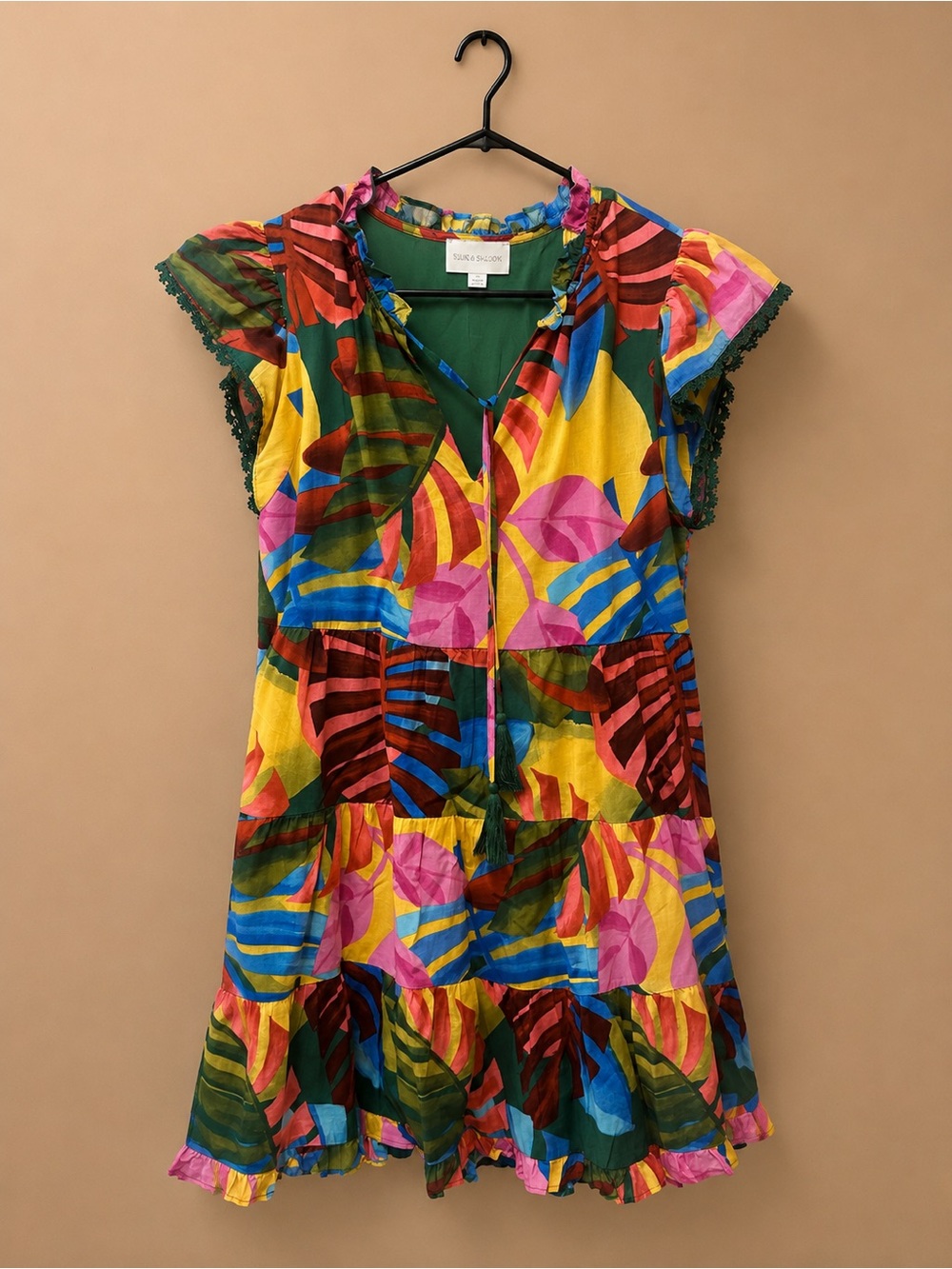 Sugarlips Multicolor Tropical Tiered Dress - Yellow, Pink, Blue, Green